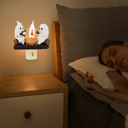 Halloween Ghost Campfire Flickering Night Light