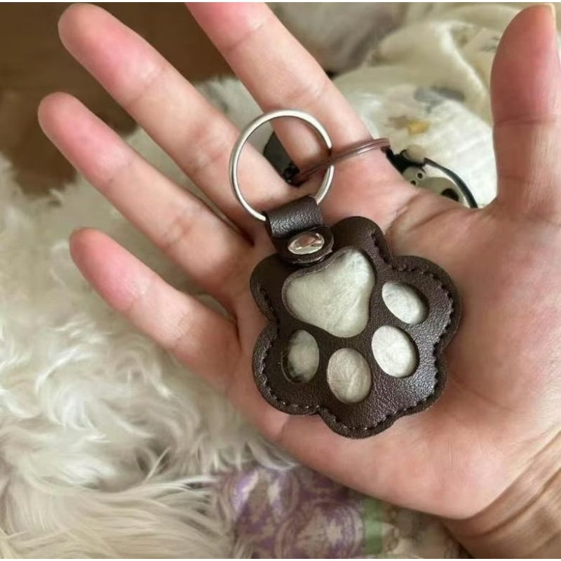 Pet Paw Shaped Leather Keychain