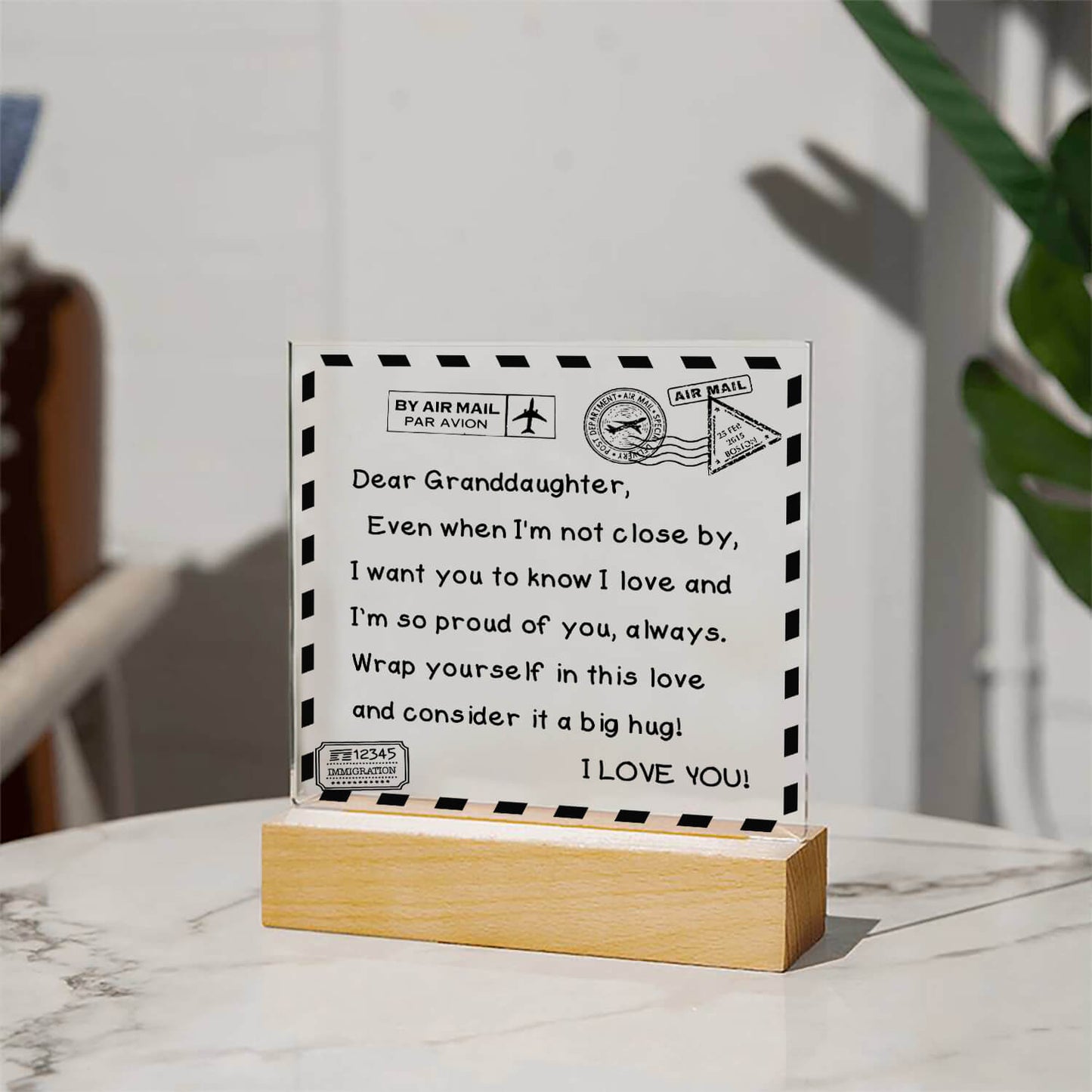 To My Granddaughter - I Love You - D351 - LED Acrylic Plaque