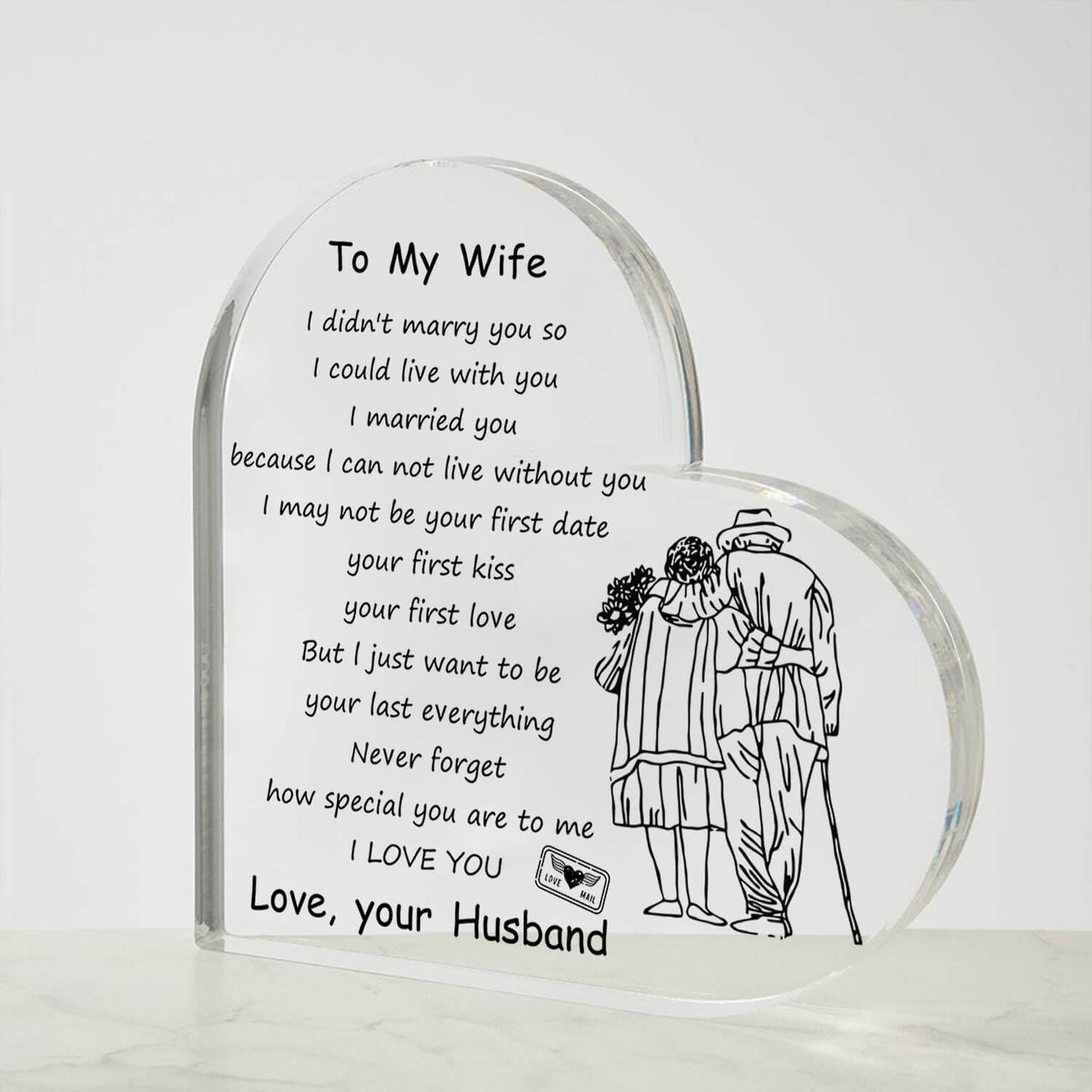 To My Wife - D354 - Heart Shaped Acrylic Plaque