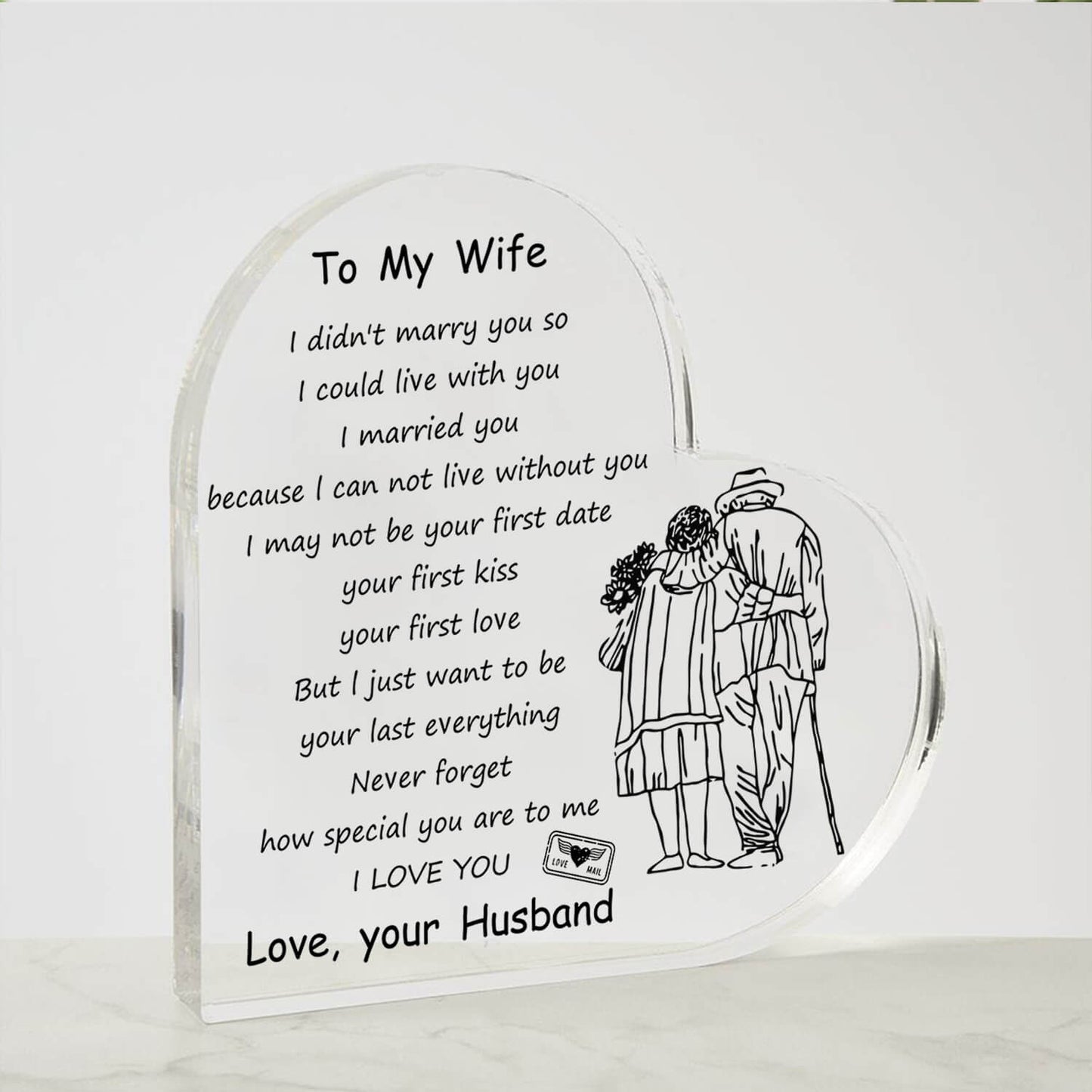 To My Wife - D354 - Heart Shaped Acrylic Plaque