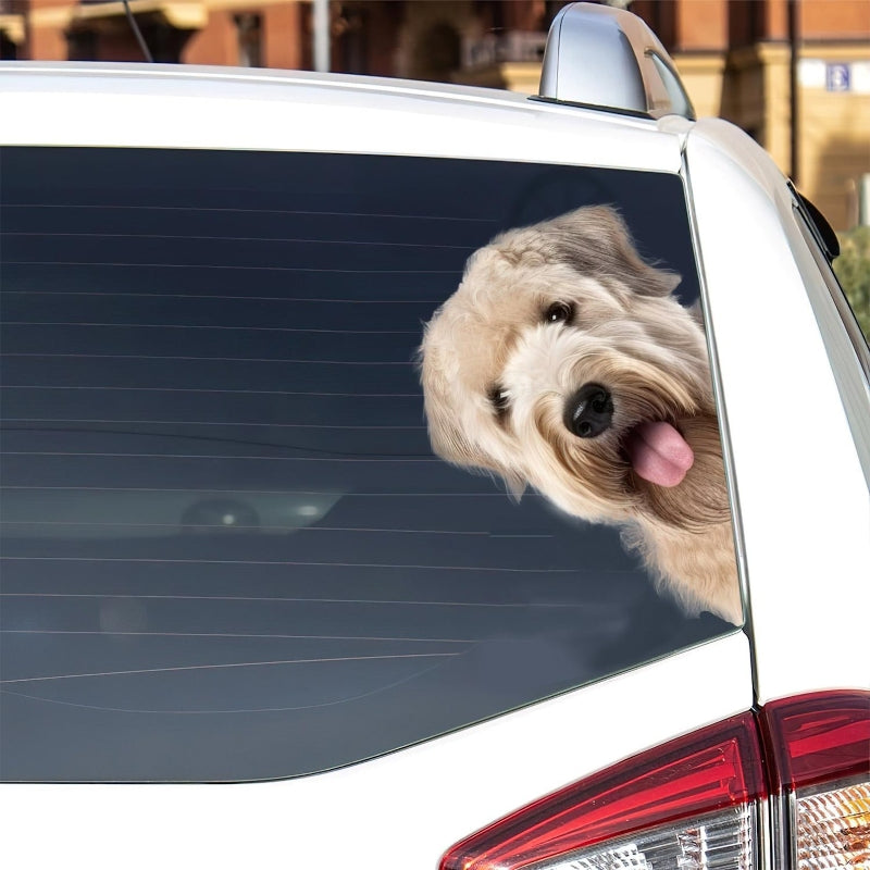 Soft-coated Wheaten Terrier Dog - Peekaboo Dog Head Car Sticker - DS007