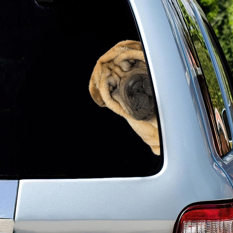 Shar Pei Dog - Peekaboo Dog Head Car Sticker - DS009