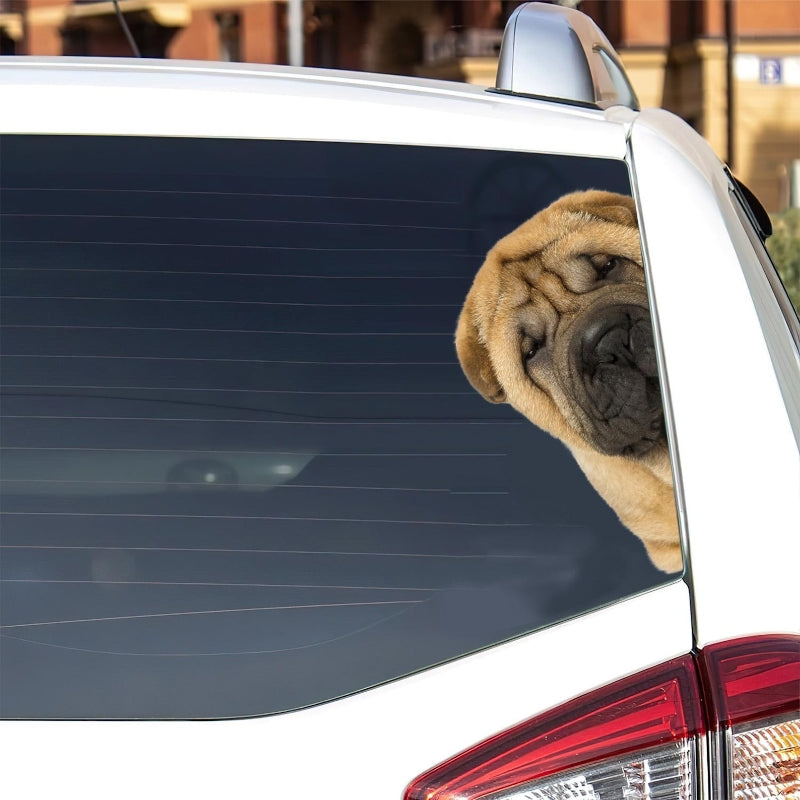 Shar Pei Dog - Peekaboo Dog Head Car Sticker - DS009