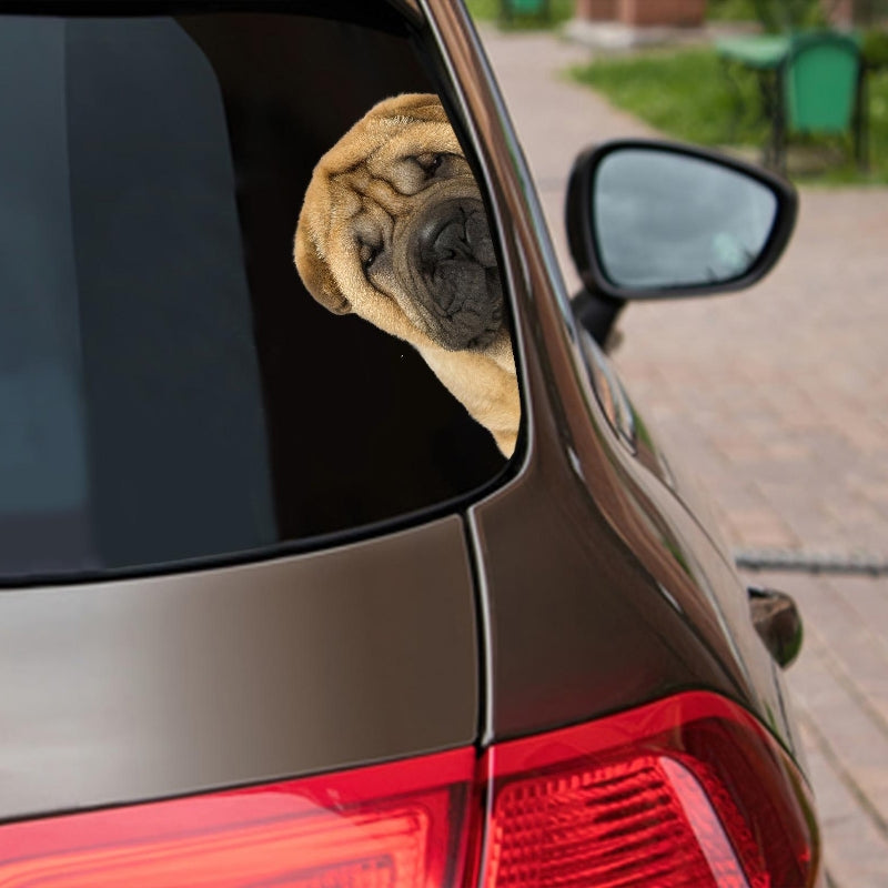 Shar Pei Dog - Peekaboo Dog Head Car Sticker - DS009