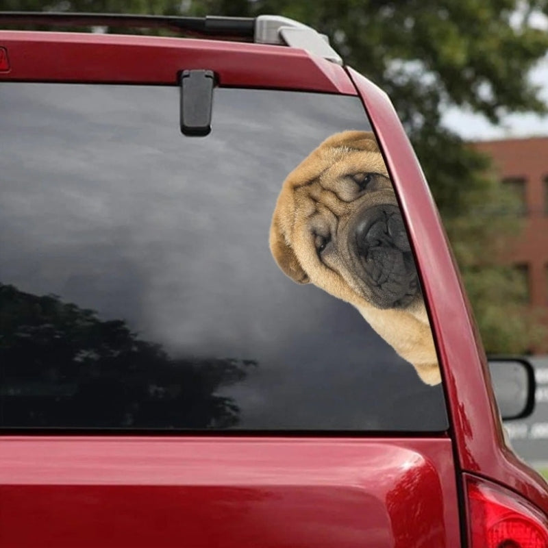 Shar Pei Dog - Peekaboo Dog Head Car Sticker - DS009