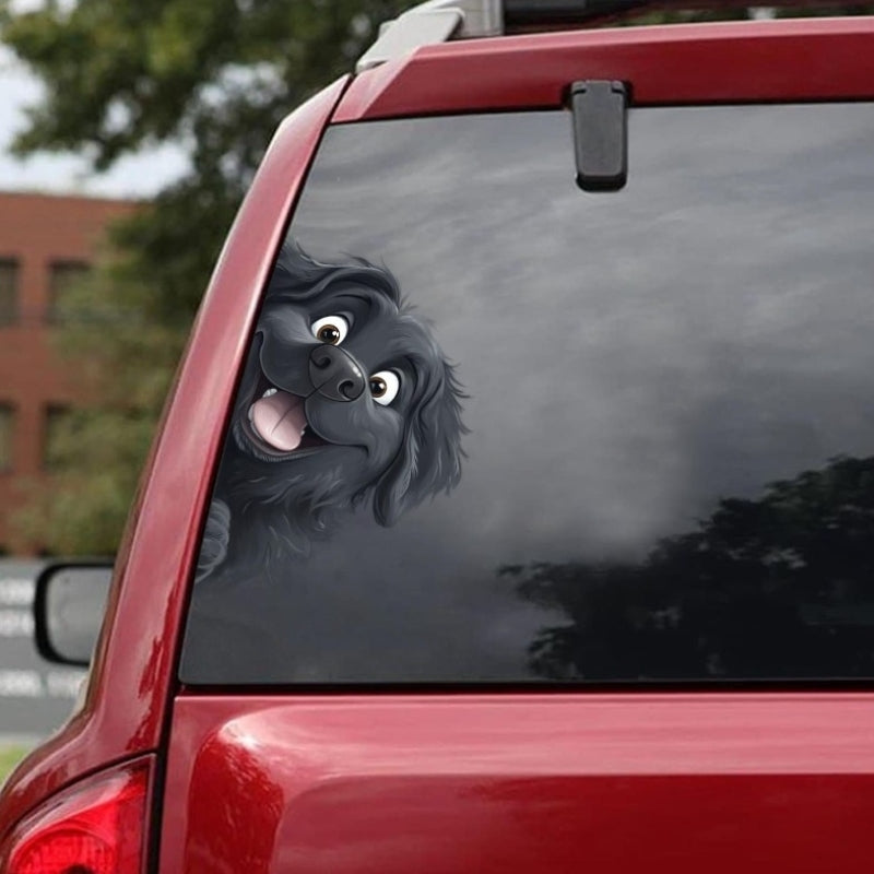 Newfoundland Dog - Peekaboo Dog Head Car Sticker - DS036
