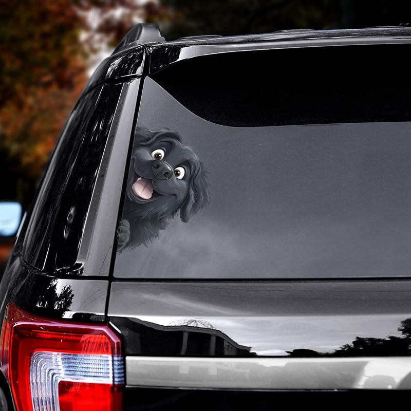 Newfoundland Dog - Peekaboo Dog Head Car Sticker - DS036