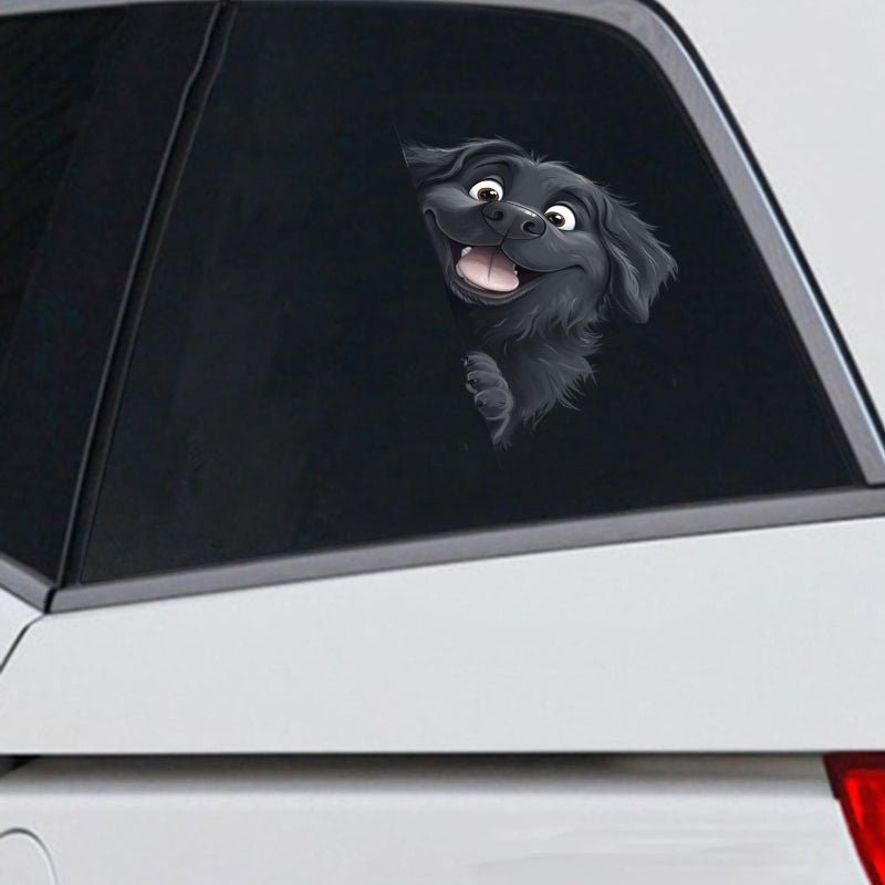 Newfoundland Dog - Peekaboo Dog Head Car Sticker - DS036