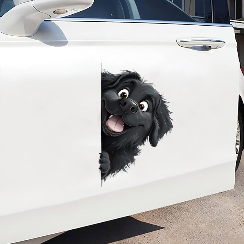 Newfoundland Dog - Peekaboo Dog Head Car Sticker - DS036