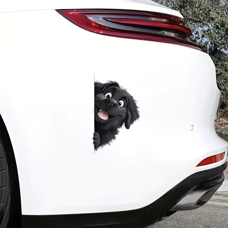 Newfoundland Dog - Peekaboo Dog Head Car Sticker - DS036