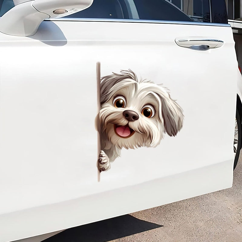 Havanese Dog - Peekaboo Dog Head Car Sticker - DS037