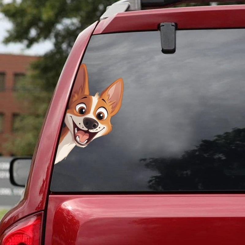 Basenji Dog - Peekaboo Dog Head Car Sticker - DS049