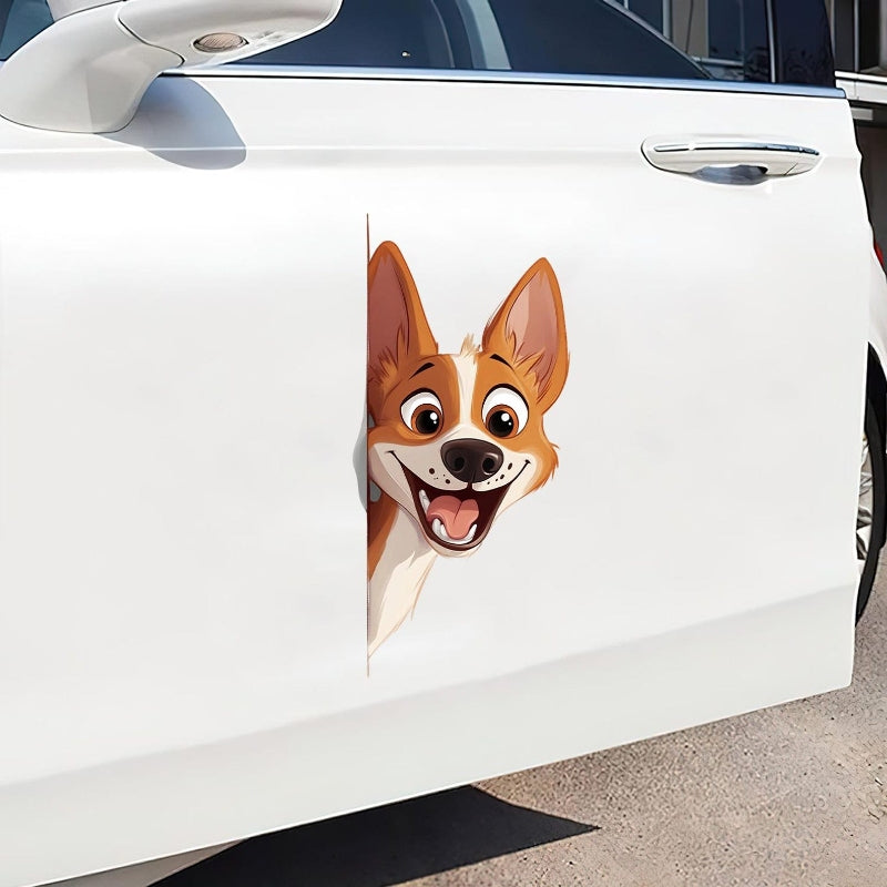 Basenji Dog - Peekaboo Dog Head Car Sticker - DS049