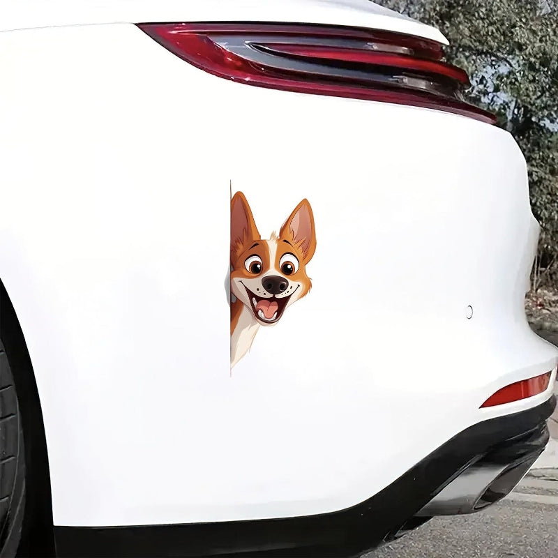 Basenji Dog - Peekaboo Dog Head Car Sticker - DS049