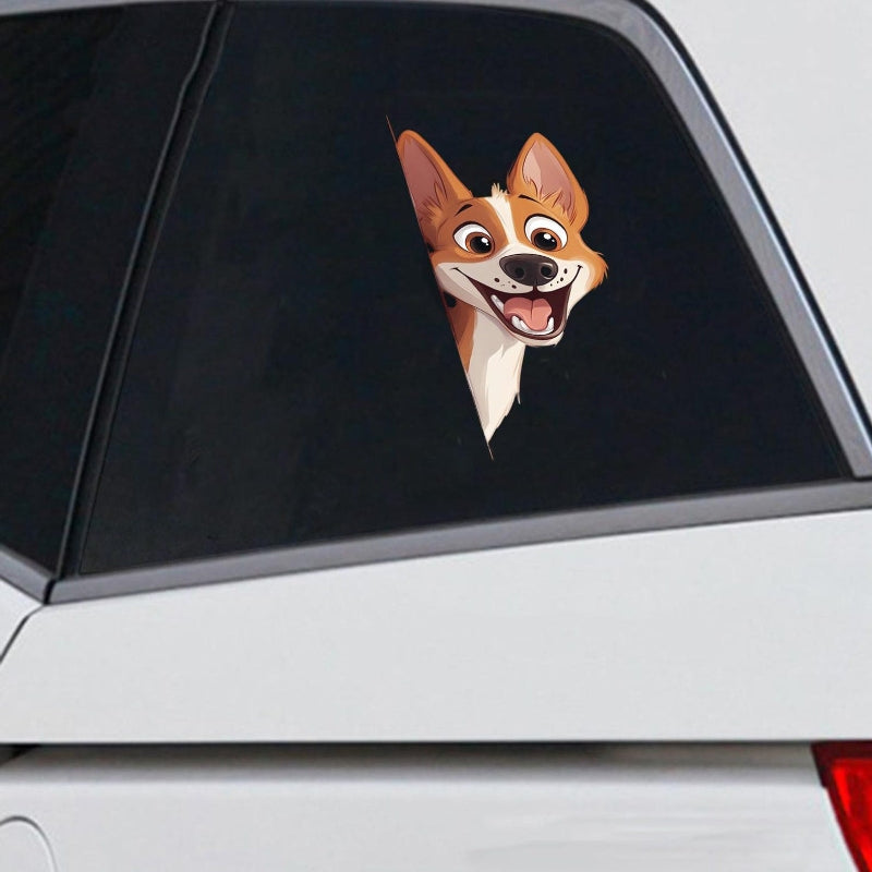 Basenji Dog - Peekaboo Dog Head Car Sticker - DS049