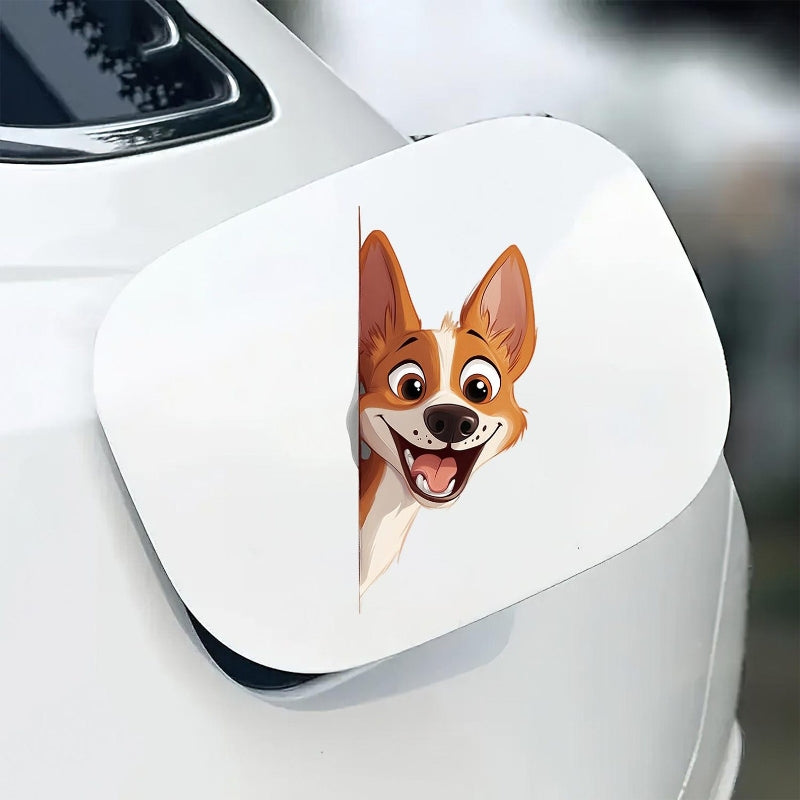Basenji Dog - Peekaboo Dog Head Car Sticker - DS049