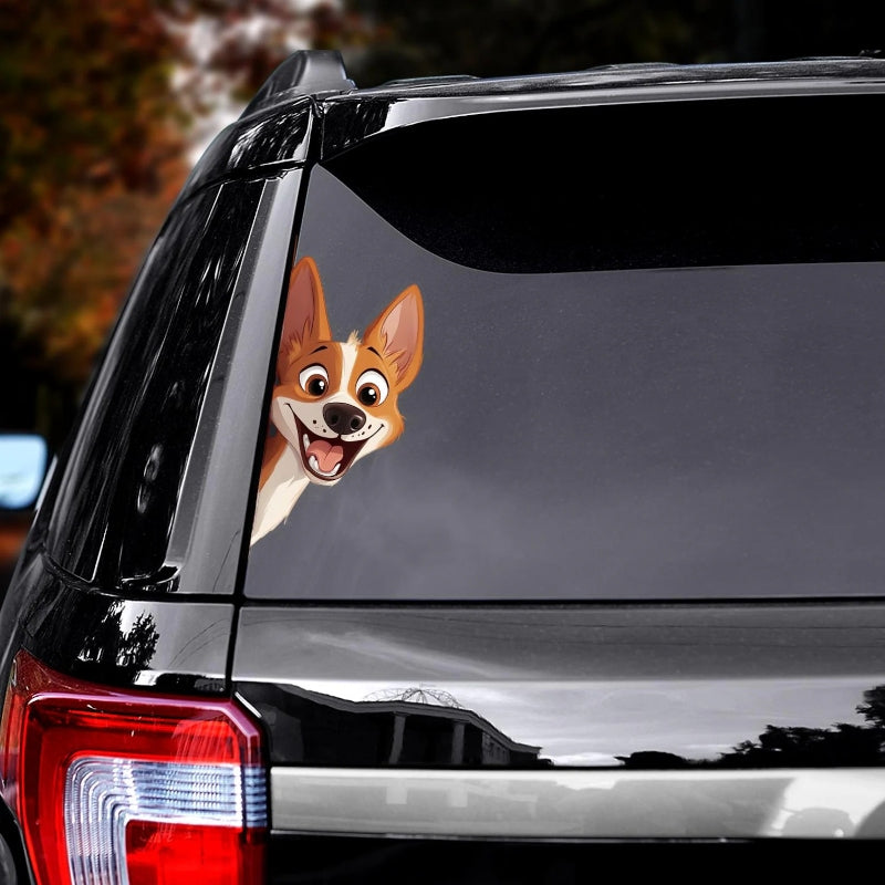 Basenji Dog - Peekaboo Dog Head Car Sticker - DS049