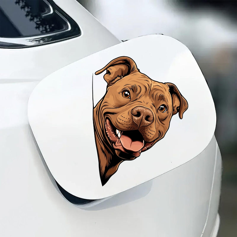 Pitbull Dog - Peekaboo Dog Head Car Sticker - DS056