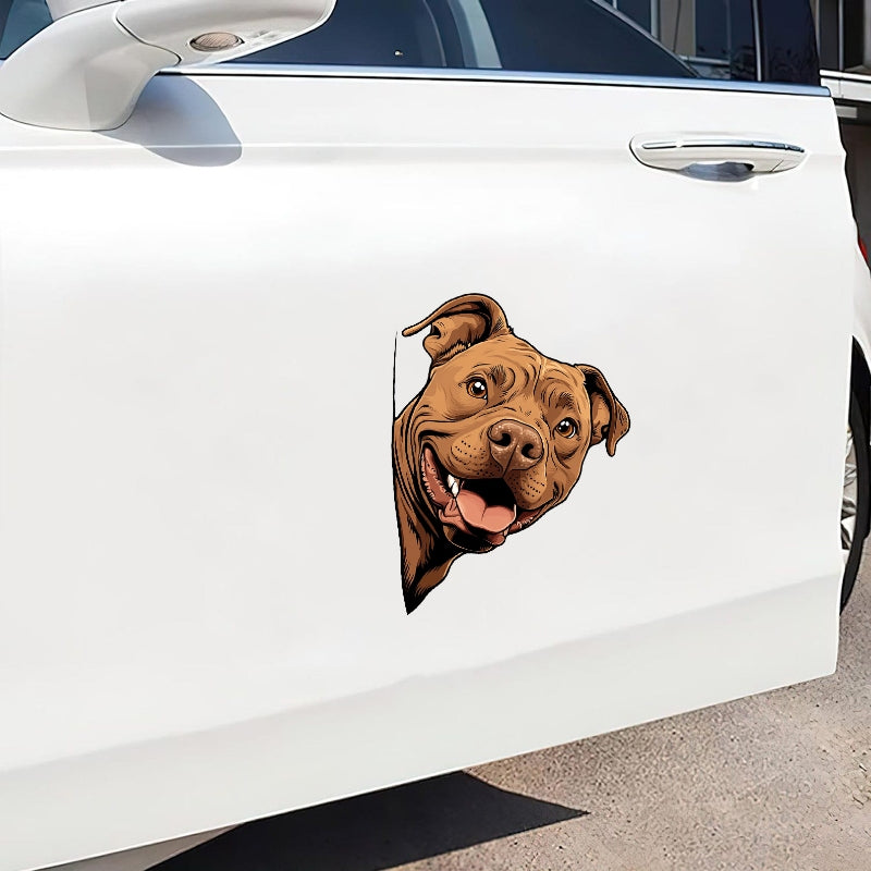 Pitbull Dog - Peekaboo Dog Head Car Sticker - DS056