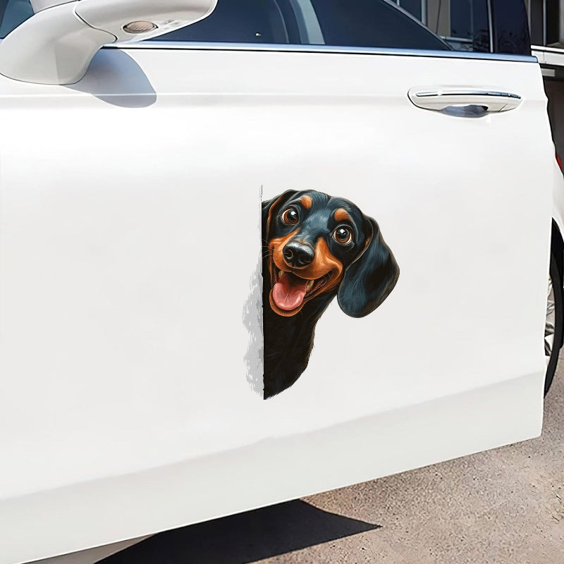 Dachshund Dog - Peekaboo Dog Head Car Sticker - DS057