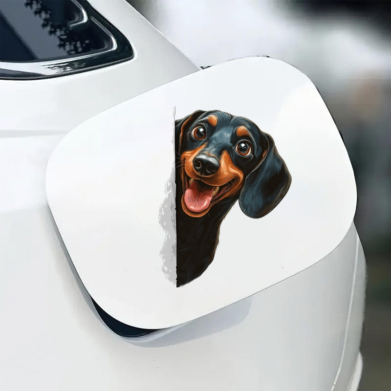 Dachshund Dog - Peekaboo Dog Head Car Sticker - DS057