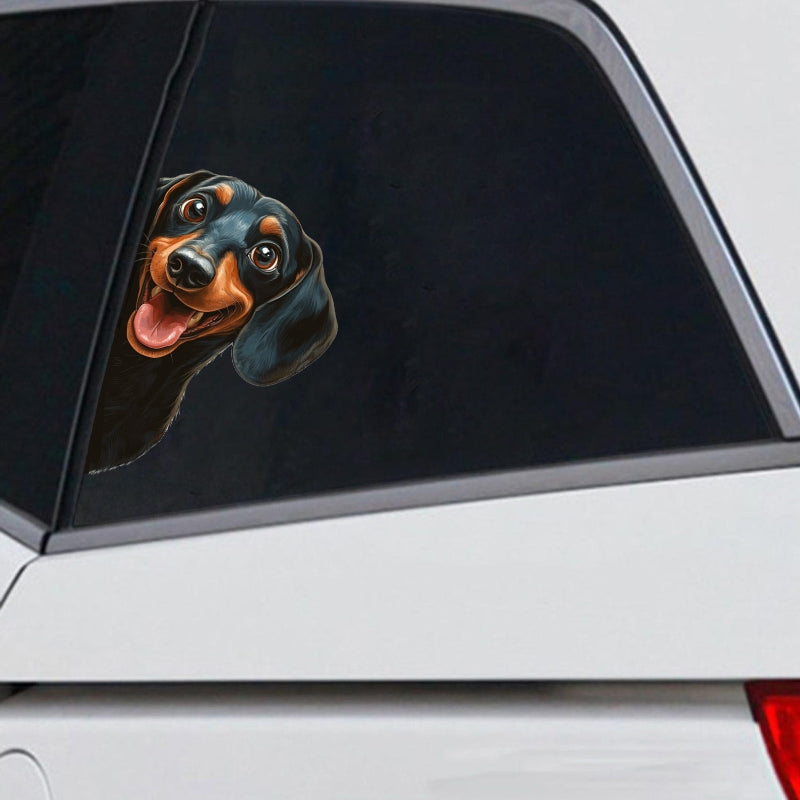 Dachshund Dog - Peekaboo Dog Head Car Sticker - DS057