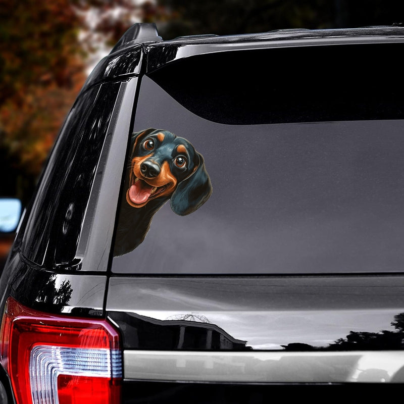 Dachshund Dog - Peekaboo Dog Head Car Sticker - DS057