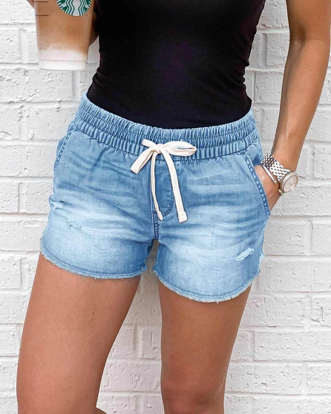 LECAREY WASHED DENIM SHORTS (2 COLORS)