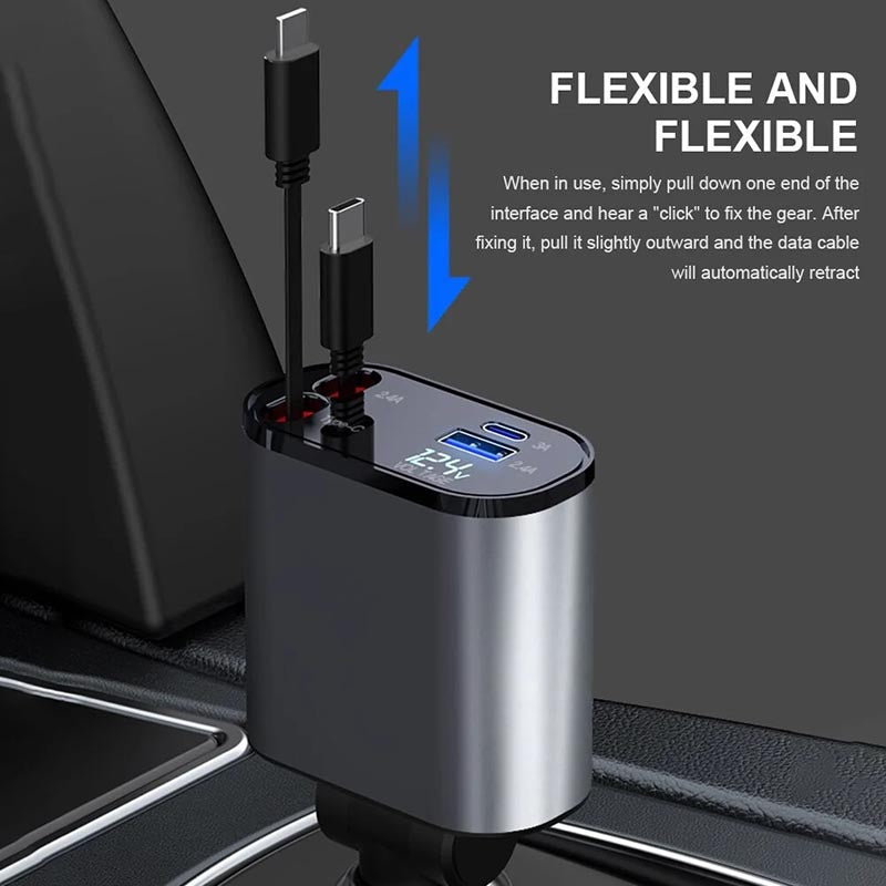 Fast Charge Retractable Car Charger (Fits all vehicles and all phones✨)