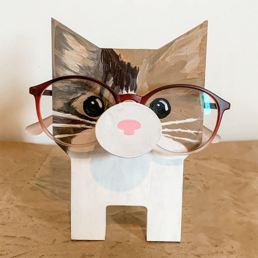 Handmade Glasses Stand F037 Black Cat