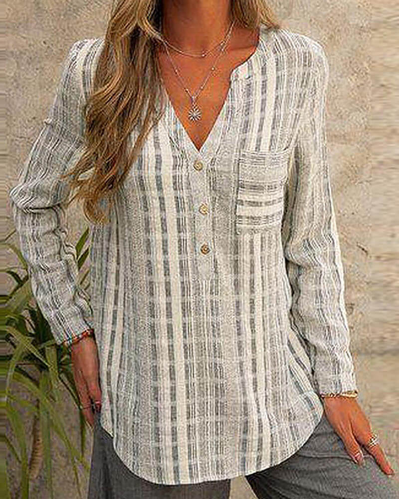 Plaid Relaxed Fit Button Front Top