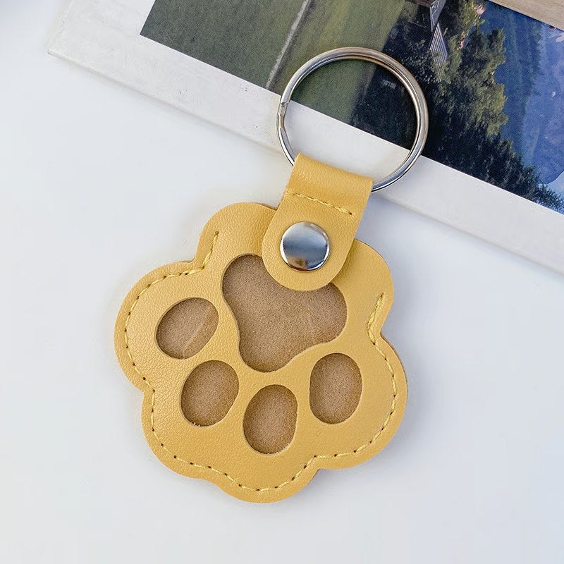 Pet Paw Shaped Leather Keychain