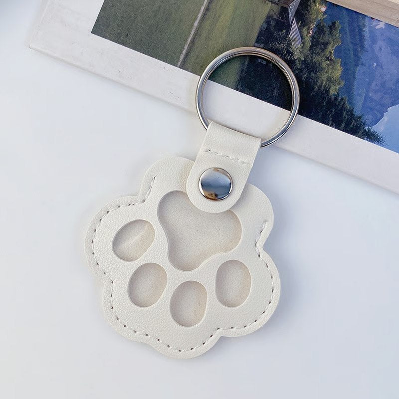 Pet Paw Shaped Leather Keychain