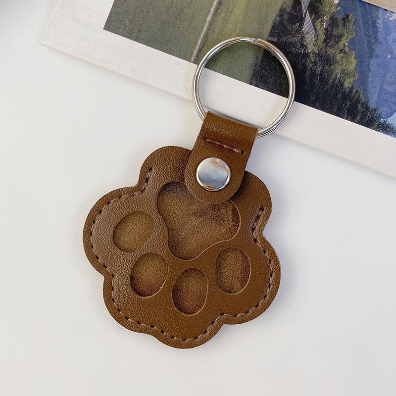 Pet Paw Shaped Leather Keychain