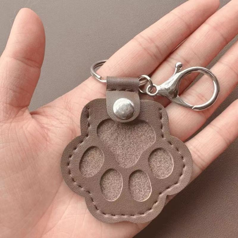 Pet Paw Shaped Leather Keychain