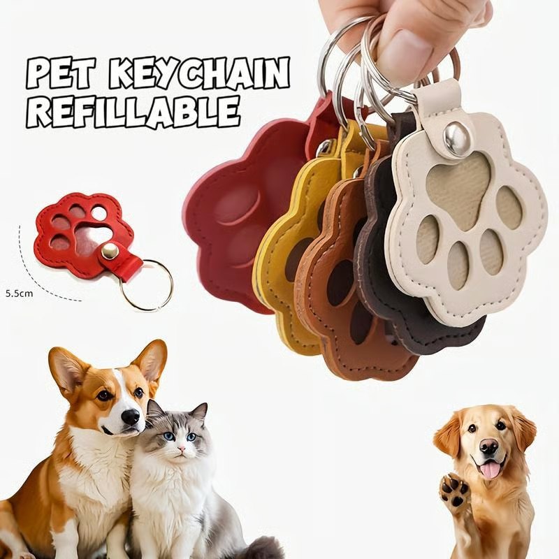 Pet Paw Shaped Leather Keychain