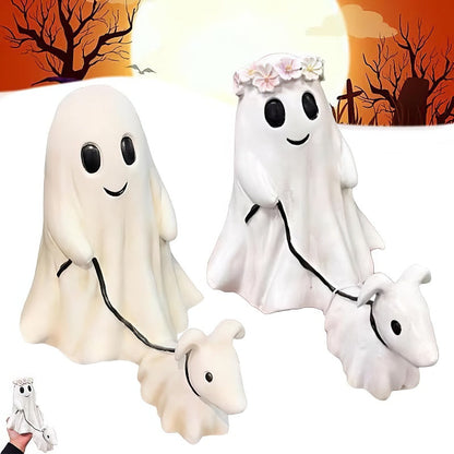 Halloween Ghost Walking Dog Statue