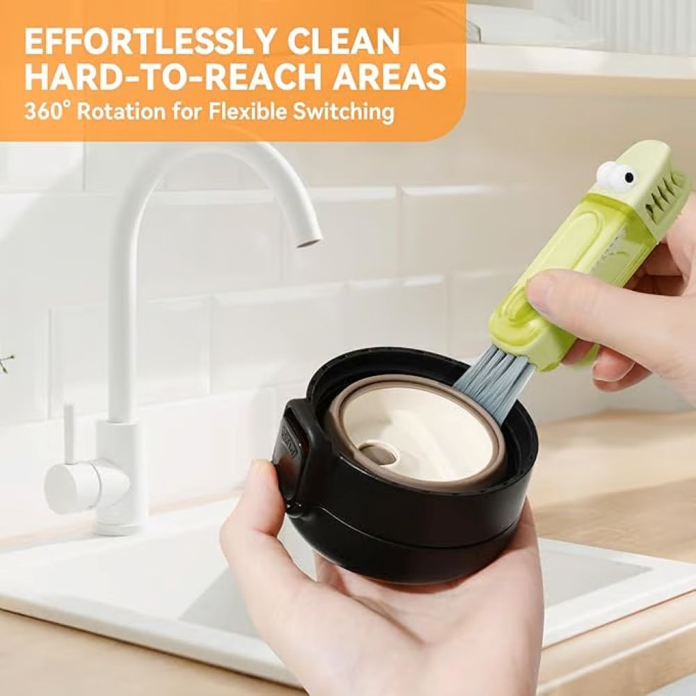 3-in-1 Crocodile Brush - Deep Cleaning for Narrow Cup Lids & Tableware Gaps