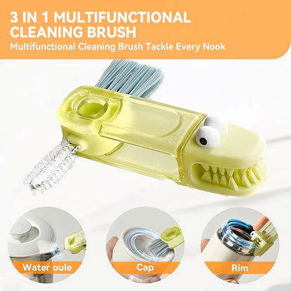 3-in-1 Crocodile Brush - Deep Cleaning for Narrow Cup Lids & Tableware Gaps