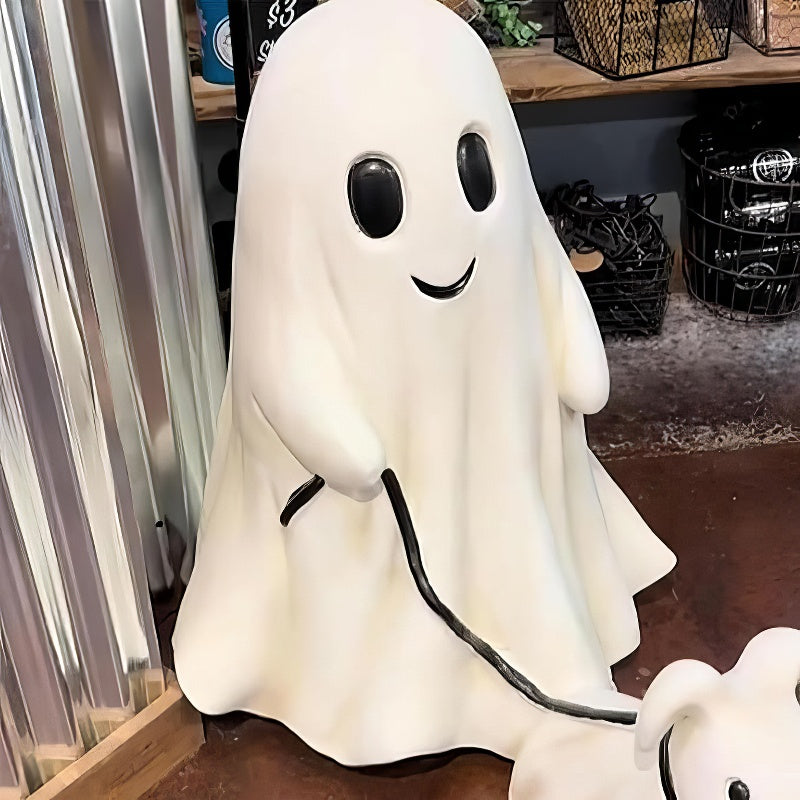 Halloween Ghost Walking Dog Statue