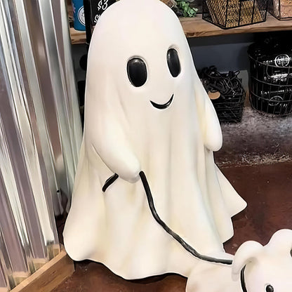Halloween Ghost Walking Dog Statue