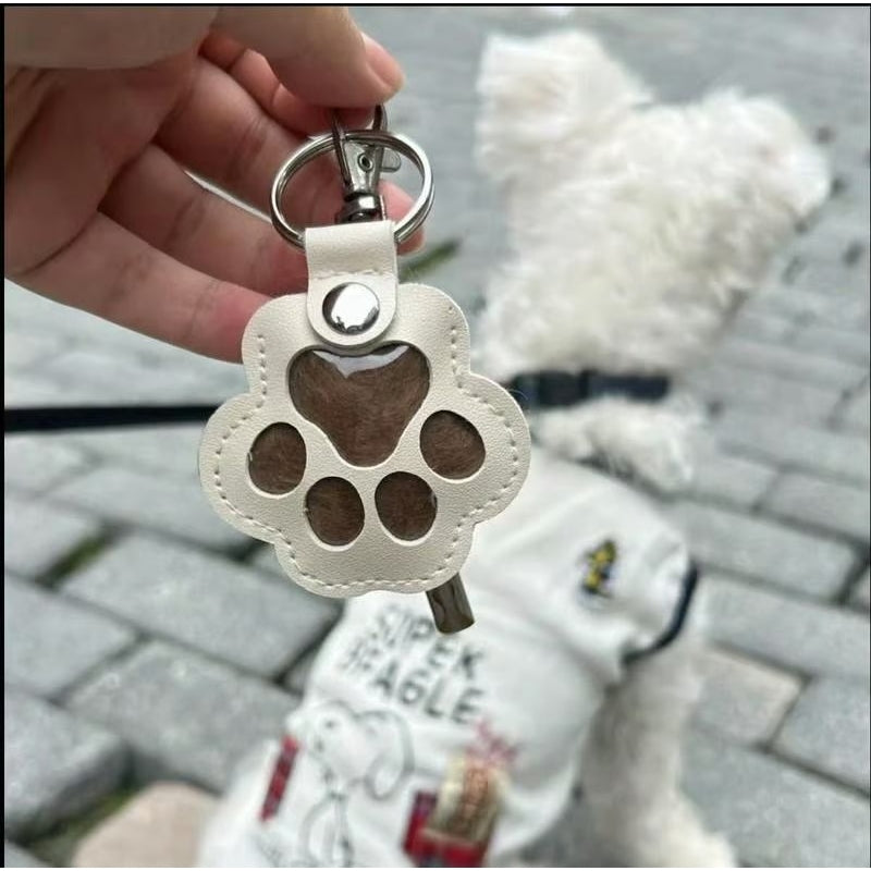 Pet Paw Shaped Leather Keychain