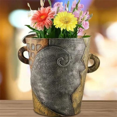 Handmade Picasso Antique Bronze Abstract Beauty Face Flower Pot