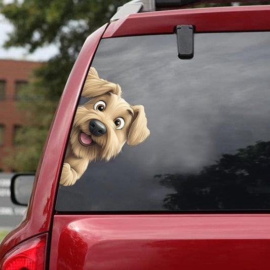 Soft-coated Wheaten Terrier Dog - Peekaboo Dog Head Car Sticker - DS001