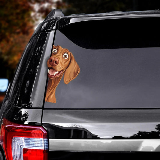 Vizsla Dog - Peekaboo Dog Head Car Sticker - DS002