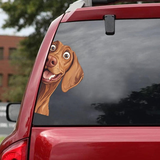 Vizsla Dog - Peekaboo Dog Head Car Sticker - DS002