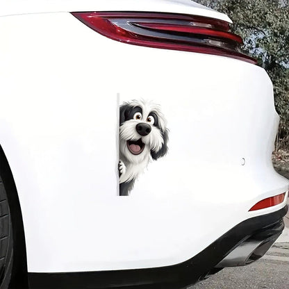 English Sheep Dog - Peekaboo Dog Head Car Sticker - DS003