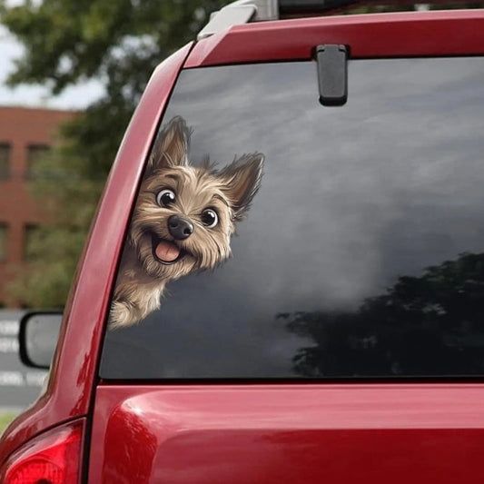 Cairn Terrier Dog - Peekaboo Dog Head Car Sticker - DS004