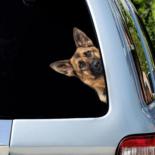 German Shepherd Dog - Peekaboo Dog Head Car Sticker - DS014